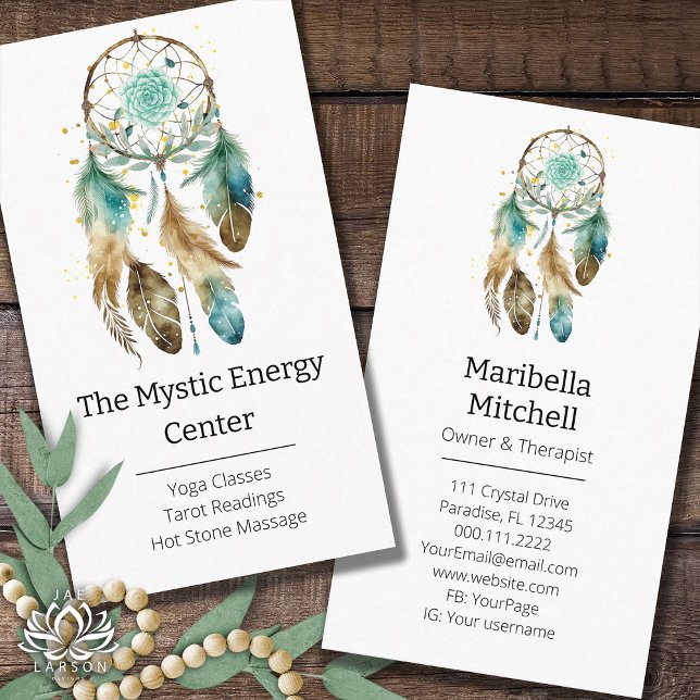 Mystic Dreamcatcher Spiritual Metaphysical Yoga Business Card (Creator Uploaded)