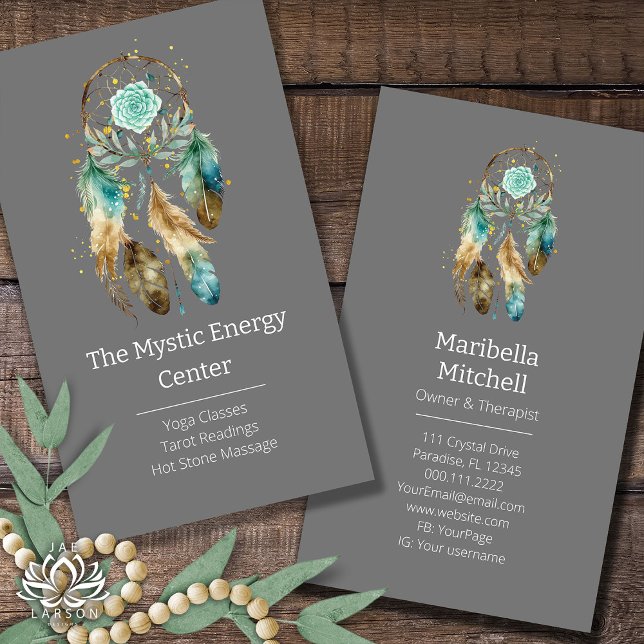 Mystic Dreamcatcher Spiritual Metaphysical Yoga Business Card (Creator Uploaded)