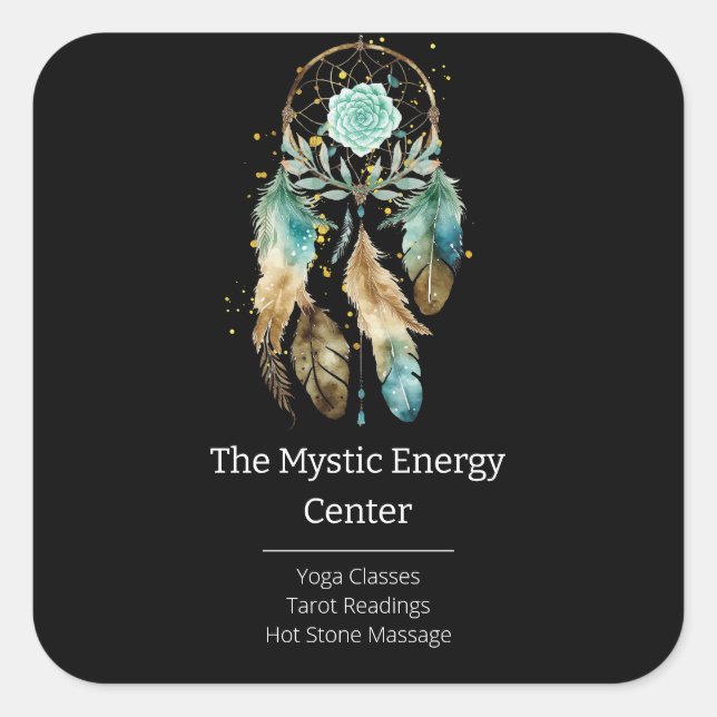Mystic Dreamcatcher Spiritual Metaphysical Yoga Square Sticker (Front)