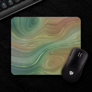 Mystic Earthy Strata Dark Green Brown Gold Agate Mouse Mat