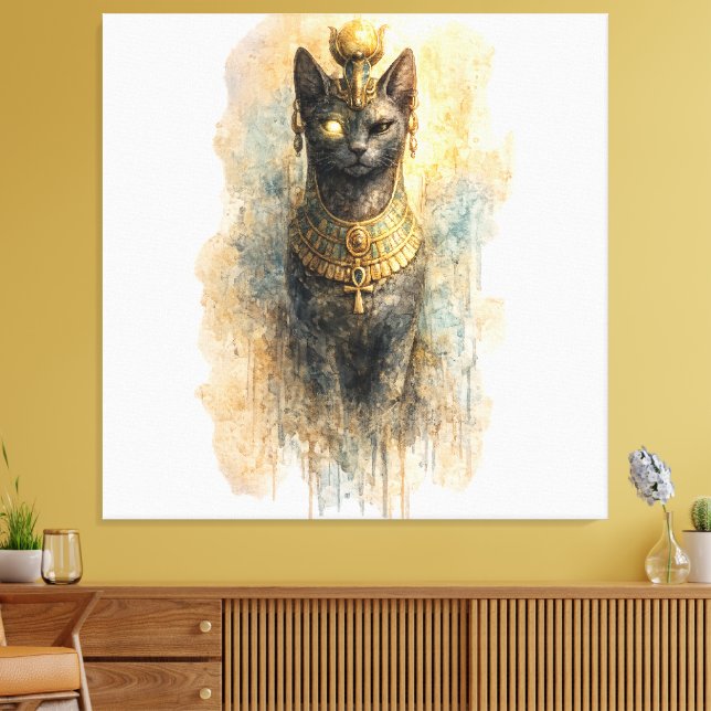 Mystic Egyptian Cat Ancient Inspired Artistic  Canvas Print (Insitu(LivingRoom))