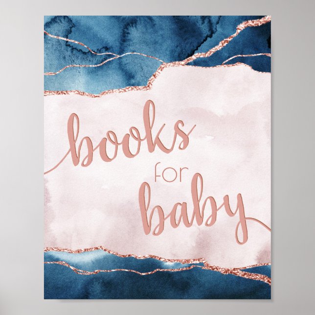 Mystic Elegance | Blue Pink Agate Books for Baby Poster (Front)