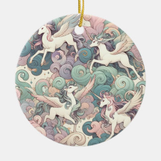 Mystic Elegance: Pastel Kirin Whispers Ceramic Tree Decoration