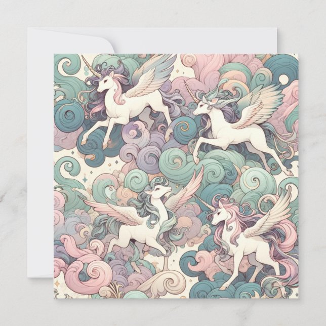Mystic Elegance: Pastel Kirin Whispers Invitation (Front)