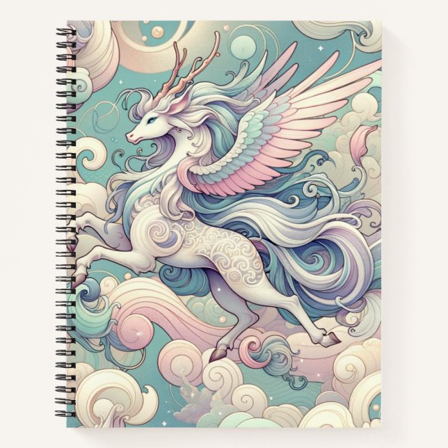 Mystic Elegance: Pastel Kirin Whispers Notebook (Front)
