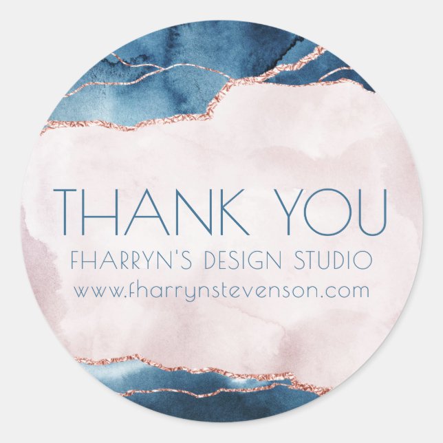 Mystic Elegance | Teal and Pink Branding Thank You Classic Round Sticker (Front)