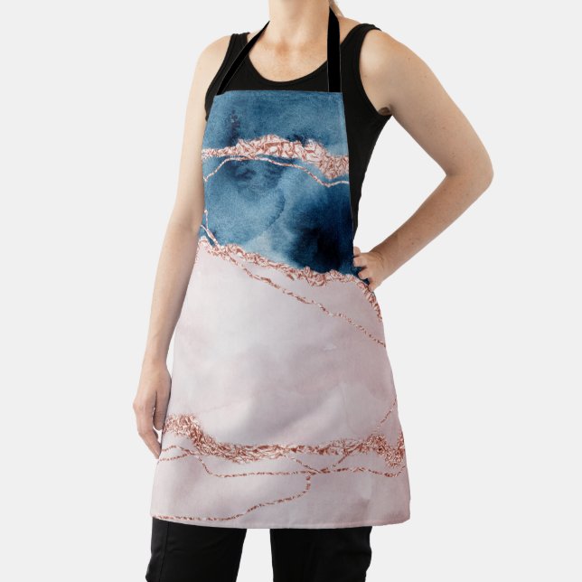 Mystic Elegance | Teal Blue and Rose Gold Agate Apron (Insitu)
