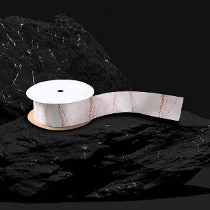 Mystic Elegance   Teal Blue and Rose Gold Agate Satin Ribbon