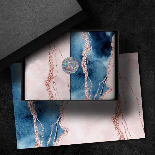 Mystic Elegance | Teal Blue and Rose Gold Agate Tissue Paper (Creator Uploaded)