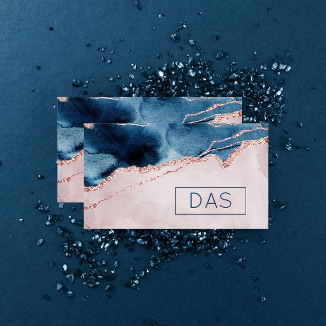 Mystic Elegance | Teal Blush Pink Agate Monogram Business Card (Creator Uploaded)