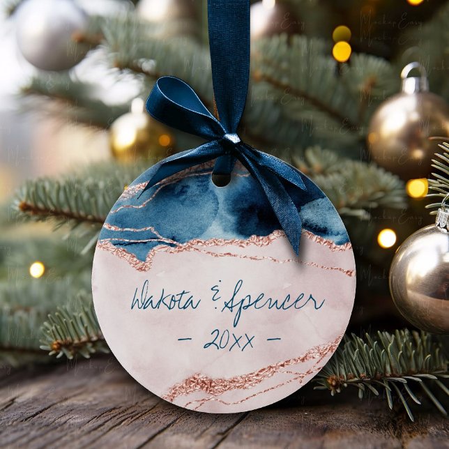 Mystic Elegance | Teal Blush Pink Peach Agate Ceramic Tree Decoration (Creator Uploaded)