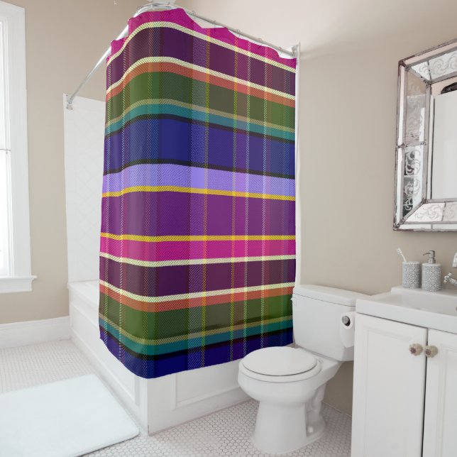 Mystic Elements Plaid MM Shower Curtain (In Situ)