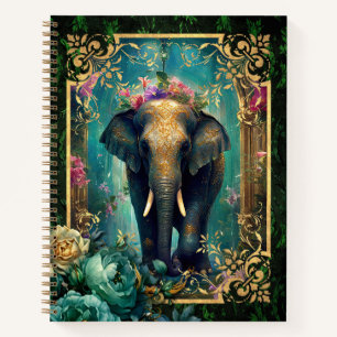 Mystic Elephant in Jungle Ornate Notebook