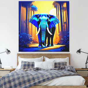 Mystic Elephant: Sunset Forest Journey Canvas Print