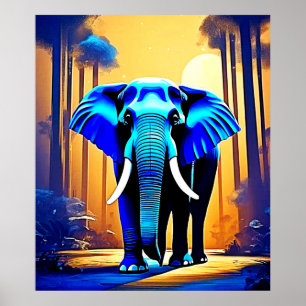 Mystic Elephant: Sunset Forest Journey Poster