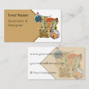 Mystic Elf & Fawn in Cosmic Mushroom Wonderland Business Card