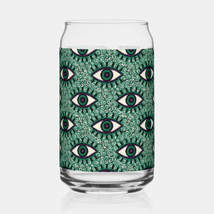 "Mystic Emerald Eyes" - Psychedelic Swirl Seamless Can Glass