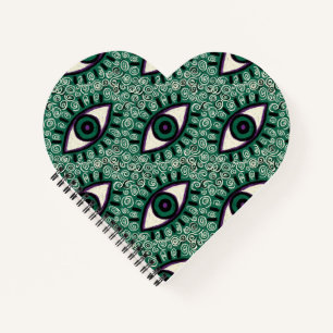 "Mystic Emerald Eyes" - Psychedelic Swirl Seamless Notebook