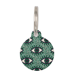 "Mystic Emerald Eyes" - Psychedelic Swirl Seamless Pet Tag