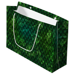 Mystic Emerald Fantasy Green Dragon Scale Pattern Large Gift Bag