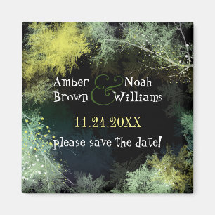 Mystic Evening Forest Wedding Save the Date Magnet