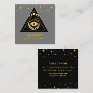 Mystic Eye Boho Celestial Moon Energy Healer Square Business Card
