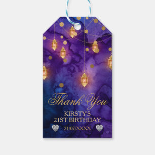 Mystic Fantasy Night Lanterns & Bokeh Birthday Gift Tags