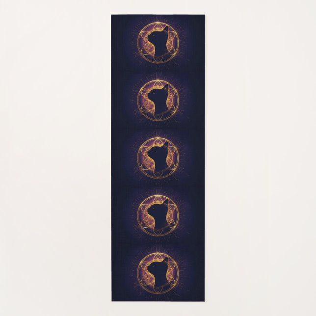 Mystic Feline Within the Sacred Circle Yoga Mat (Front)