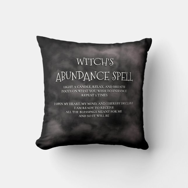 Mystic Fog Black Witch's Abundance Spell Cushion (Front)