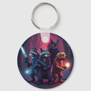 Mystic Forest Animal Warrior Art Key Ring