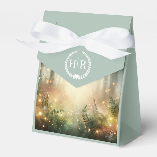 Mystic Forest Meadow Magic Monogram Wedding  Favour Box (Front Side)