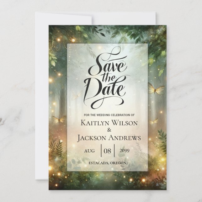 Mystic Forest Meadow Magic Save The Date (Front)