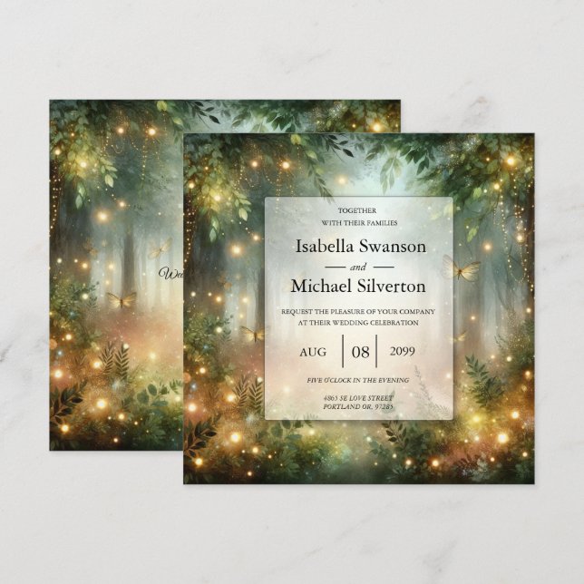 Mystic Forest Meadow Magic Wedding Invitation (Front/Back)