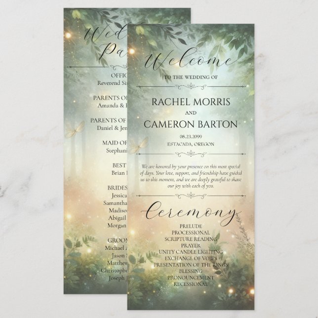 Mystic Forest Meadow Magic Wedding Program (Front/Back)