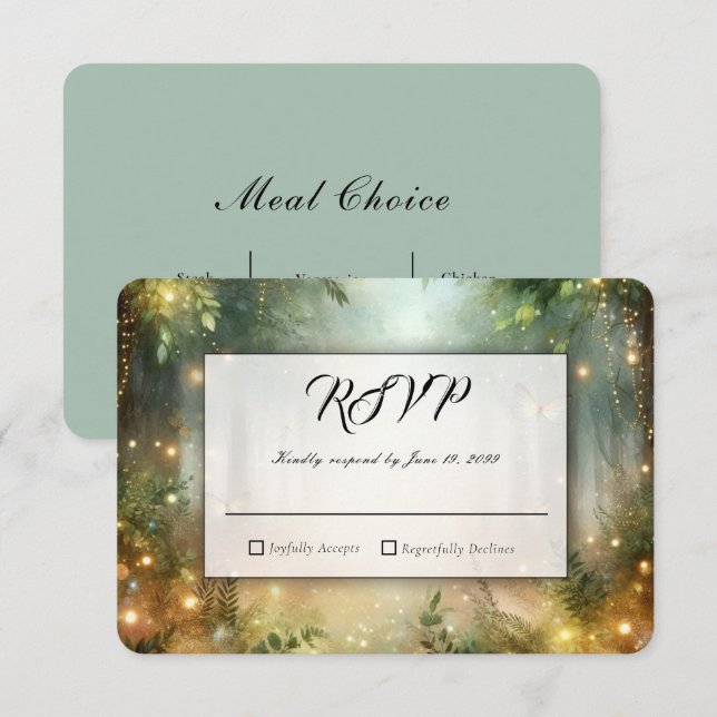 Mystic Forest Meadow Magic Wedding RSVP Card (Front/Back)
