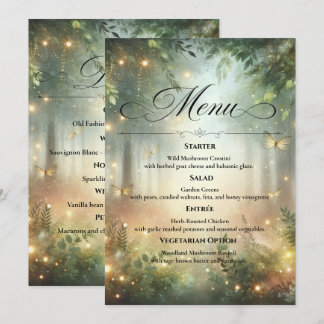 Mystic Forest Meadow Magic Wedding Table  Menu