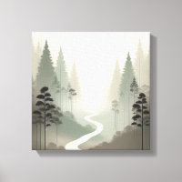 Mystic Forest Path in Soft Fog Minimalism