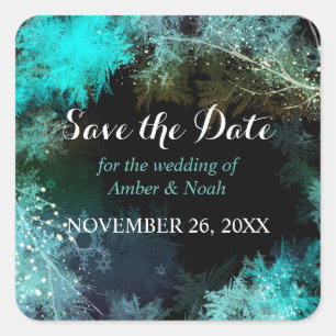 Mystic Forest Wedding Save the Date Square Sticker