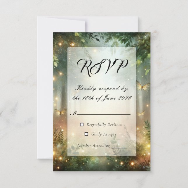 Mystic Forrest Meadow Magic  RSVP Card (Front)