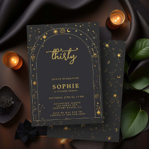 Mystic Fortune Astrology Boho Arch 30th Birthday Invitation