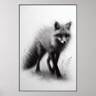 Mystic Fox In Moonlit Grass Poster