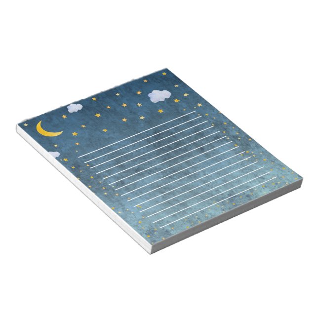 Mystic Galaxy Moon And Stars Night Time Notebook Notepad (Angled)