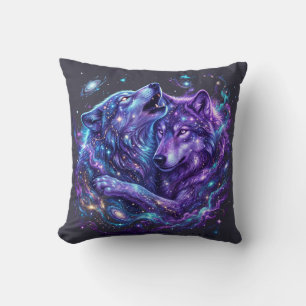 Mystic Galaxy Wolf Hoodie – Blue Cosmic Wolf Art P Cushion