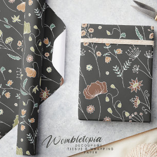 Mystic Garden Blossoms Vintage Botanical  Wrapping Paper