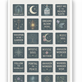 Mystic Garden Sticker Sheet – Moonlit Florals