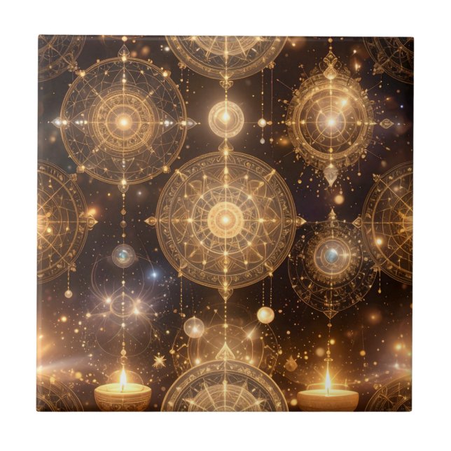 Mystic Gold Celestial Pattern Tile (Front)
