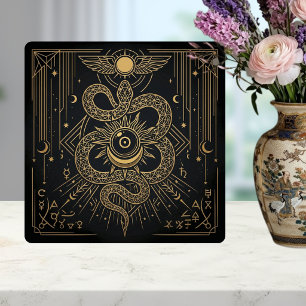 Mystic Gold Snaket Sun Celestial Astrology Art Tile