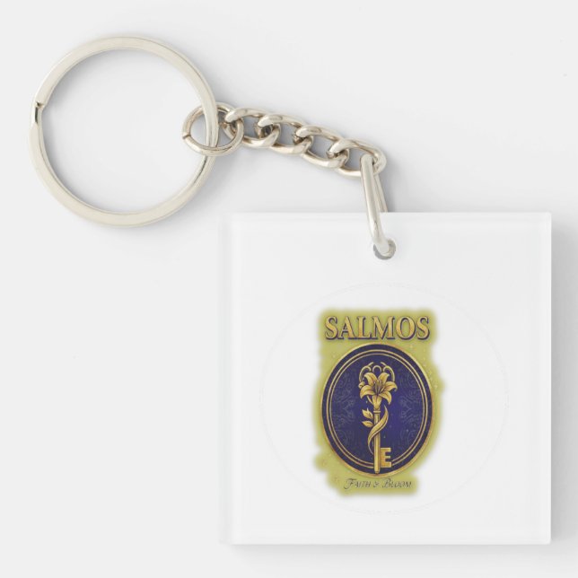Mystic Golden Key & Bloom: Elegant Logo Design Key Ring (Front)