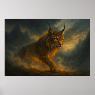 Mystic Golden Lynx in Sunset Fog – ManJiangHong Fi Poster