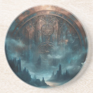 Mystic Gothic Steampunk Art - Blue Copper Patina Coaster